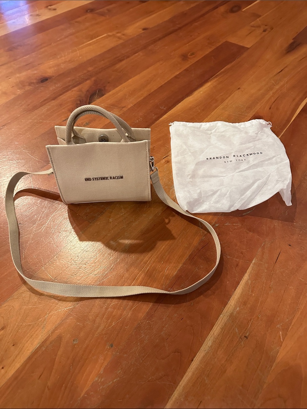 Brandon Blackwood Beige Mini Tote Crossbody
